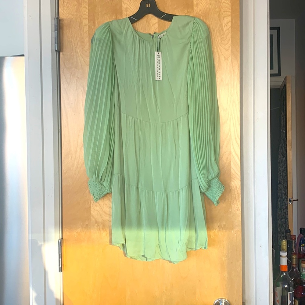 Alice + Olivia -Chiffon bell sleeve mid length dress - Small -100% Viscose Shell
